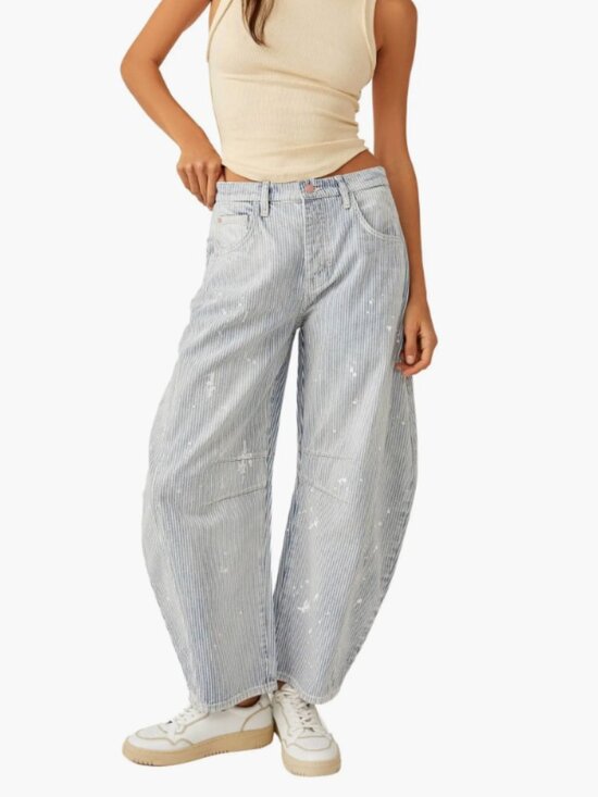 Free People Denim - Free People Good Luck Paint Splatter Stripe Jeans, 28